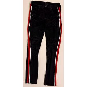 Supply & Demand Men's Black/White/Red Distressed Skinny Jeans Size 34x33